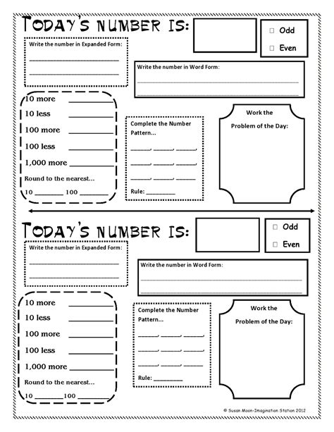 Number Of the Day worksheets by PENCILS AND PACIS | TpT